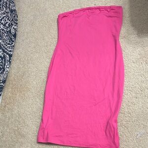 SHEIN Bright Pink Strapless Pencil Skirt